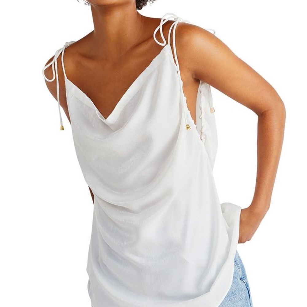 Free People Ivory Draped Tunic Top